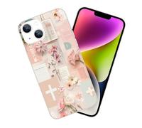 JIHANFENYUE Compatible with iPhone 15 Case - Bible Christ Cross Aesthetic Collage Slim Soft TPU Shockproof Protective Cover Clear Case for Women Girls