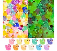 JIHEEDAMAI 120PCS Mini Ducks, Resin Tiny Ducks Glow in The Dark, Luminous Miniature Little Ducks Figures for DIY Tiny Homes Aquarium Fairy Garden Dollhouse Landscape (12 Colors)
