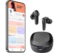 Jiheng AI Translator Earbuds with Permanent Free 144-Language Real-Time Translation, 16 Arabic Dialects, Bluetooth 5.4, 35H Battery for Business & Travel (Black)