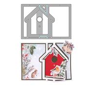 JIHFOHHA 3D Folding Card Cutting Die Zig-Zag Card with Pop-up House Birthday Christmas Embossing Metal Dies Cut for DIY Scrapbooking Album Decorative Paper Crafting Card Making