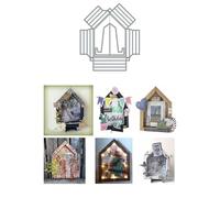 JIHFOHHA 3D House Shape Photo Frame Cutting Die Christmas Birthday Embossing Metal Dies Cut for DIY Scrapbooking Album Decorative Paper Crafting Card Making
