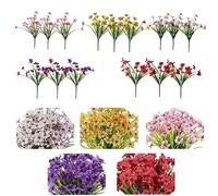 JiHiGe Artificial Flowers outdoor, 15PCS Flowers Artifical Outdoor Decorations 5 Colors Faux Plastic Shrubs Greenery Bouquets for Outside Hanging Window Box Garden Patio Farmhouse Decor