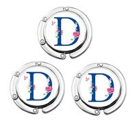 JiHiGe Handbag Hanger, Set of 3 Foldable Bag Holder Flower Letter Bag Hanger Folding Purse Hanger Personalized Letter Collection Desk Table Bag Hook (Letter D)