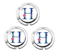 JiHiGe Handbag Hanger, Set of 3 Foldable Bag Holder Flower Letter Bag Hanger Folding Purse Hanger Personalized Letter Collection Desk Table Bag Hook (Letter H)