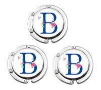 JiHiGe Handbag Hanger, Set of 3 Foldable Bag Holder Flower Letter Bag Hanger Folding Purse Hanger Personalized Letter Collection Desk Table Bag Hook (Letter B)