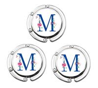 JiHiGe Handbag Hanger, Set of 3 Foldable Bag Holder Flower Letter Bag Hanger Folding Purse Hanger Personalized Letter Collection Desk Table Bag Hook (Letter M)