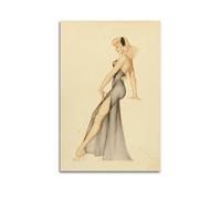 JIHJOO Alberto Vargas Painter's Artwork - (Pin Up Girls No.28) wall Art Canvas Aesthetic Music And Movie Decoration Living Room Bedroom 08x12inch(20x30cm) Unframe-style