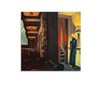 JIHJOO Edward Hopper Paintings (New York Movie) Printing Posterswall Art Canvas Aesthetic Music And Movie Decoration Living Room Bedroom 12x12inch(30x30cm) Unframe-style