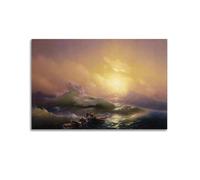 JIHJOO Ivan Aivazovsky Canvas Print - The Ninth Wave Poster Paintingwall Art Canvas Aesthetic Music And Movie Decoration Living Room Bedroom 12x18inch(30x45cm) Unframe-style