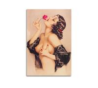 JIHJOO Pin Up Girls 1 - by Alberto Vargas Painting Art Posterswall Art Canvas Aesthetic Music And Movie Decoration Living Room Bedroom 16x24inch(40x60cm) Unframe-style