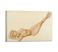 JIHJOO Pin Up Girls 32 - by Alberto Vargas Painting Art Posterswall Art Canvas Aesthetic Music And Movie Decoration Living Room Bedroom 12x18inch(30x45cm) Frame-style