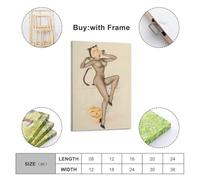 JIHJOO Pin Up Girls 34 - by Alberto Vargas Painting Art Posterswall Art Canvas Aesthetic Music And Movie Decoration Living Room Bedroom 08x12inch(20x30cm) Frame-style