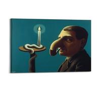 JIHJOO Rene Magritte ArtWork - Philosopher's Lamp Print Posterwall Art Canvas Aesthetic Music And Movie Decoration Living Room Bedroom 24x36inch(60x90cm) Frame-style