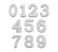 JIHUOO 10 Pcs 4.5 cm Pearl Rhinestone Number Patches 0-9 Number Iron On Patches Hat Decorating Numbers Appliques Glitter Sew On Numbers Patches Bling Decorative Patch Embellishments for Backpack Hat