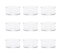 JIHUOO 10 Pcs Clear Plastic Tea Light Candle Cups Holders Empty TeaLight Case Mold Containers for Anniversary Valentine's Day Round