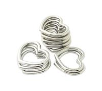 JIHUOO 10 Pcs Heart Shaped Metal Ring Buckle Bag Belt Buckle Hardware Craft Ring Buckle Webbing Strap Loops Purse DIY Accessories Silver