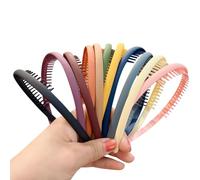 JIHUOO 10 Pcs Thin Plastic Hair Bands with Teeth Comb Headbands Colorful Tooth Headbands Non Slip Hair Hoops Fashion Plastic Hairbands Hair Accessories for Women