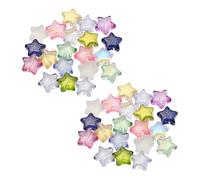 JIHUOO 100 Pcs 10mm Glass Star Beads Crystal Shiny Star Beads Jewelry Bracelet Making Beads Cute Spacer Beads Aesthetic Necklace Beads Loose Earring Beads DIY Craft Beads Multicolor