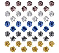 JIHUOO 100 Pcs 14mm Resin Rose Flowers Mini Resin Flower Cabochons Small Resin Roses Loose Flower Beads Plastic Flower Embellishments for Jewelry Making B