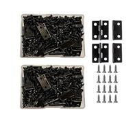 JIHUOO 100 Pcs 15 x 18 mm Small Metal Hinges for Wooden Boxes Mini Craft Hinges Wood Jewelry Box Hinges Picture Frame Hinges Cabinet Drawer Butt Hinges Hardware with 400 Pcs Screws Black
