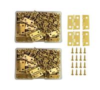 JIHUOO 100 Pcs 15 x 18 mm Small Metal Hinges for Wooden Boxes Mini Craft Hinges Wood Jewelry Box Hinges Picture Frame Hinges Cabinet Drawer Butt Hinges Hardware with 400 Pcs Screws Yellow