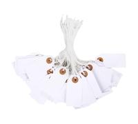JIHUOO 100 Pcs Blank Paper Tags with String Small Shipping Tags Price Hang Tags Gift Wrapping Name Tags Jewelry Retail Tags Merchandise Marking Tags White Present Tags for Wedding Christmas 35 x 75mm