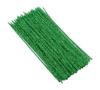 JIHUOO 100 Pcs Christmas Pipe Cleaners Glitter Craft Pipe Cleaners Tinsel Chenille Stems Fuzzy Sticks Xmas Decorations Supplies Green