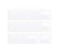 JIHUOO 100 Pcs Clear Plastic Hang Tags Adhesive Hanging Tabs Hanging Display Tags Slot Hole Tabs Sticky Hanging Tabs Hook Hang Tabs