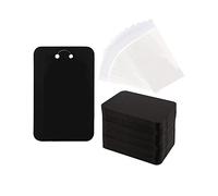 JIHUOO 100 Pcs Keychain Display Card Holder with Self Sealing Bags Keychain Packaging Supplies Jewelry Display Cards for Necklace Bracelet Black