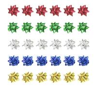 JIHUOO 100 Pcs Mini Christmas Bows Shiny Stick On Bows Tiny Gift Wrap Bows Small Present Wraping Bows Self Adhesive Bows Holiday Christmas Birthday Party Favor Multicolor