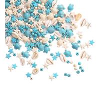 JIHUOO 100 Pcs Sea Turtle Beads Charms Starfish Beads Turquoise Round Beads Sea Shell Beads Ocean Animal Spacer Beads Jewelry Making Beads for Bracelet Necklace