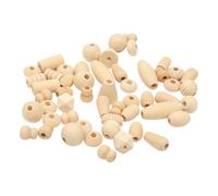 JIHUOO 100g Assorted Natural Wooden Geometric Beads Different Shaped Wood Beads Large Oval Wood Beads Round Hexagon Wood Beads Unfinished Wooden Spacer Beads