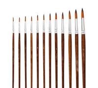 JIHUOO 12 Pcs Round Pointed Tip Paint Brushes Artist Watercolor Paint Brushes Oil Acrylic Painting Brushes Craft Face Paint Brushes Rock Gouache Painting Brushes