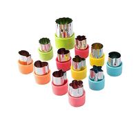 JIHUOO 12 Pcs Vegetable Cutter Shapes Set Mini Size Cookie Cutters Fruit Stamps Molds Small Sandwich Cutters Decorative Food Cutters Kids Food Cutter Shapes