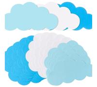 JIHUOO 120 Pcs White and Blue Cloud Cutouts Craft Shapes Paper Cutouts Bulletin Board Cardstock Cute Scrapbooking Cut Outs Summer Classroom Wall Cutouts Paper Cloud Decoration