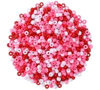 JIHUOO 1200 Pcs 6 x 9mm Plastic Pony Beads Colorful Craft Beads Large Hole Hair Beads Rainbow Jewelry Making Beads Assorted Color Bracelet Beads Loose Spacer Beads for DIY Projects Red Pink White
