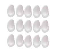 JIHUOO 15 Pcs White Plastic Wall Hooks Adhesive Picture Hanging Hooks Stick On Door Hooks Waterproof Bathroom Hangers for Hanging Keys Bags
