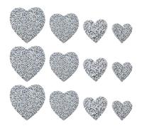 JIHUOO 16 Pcs Rhinestone Heart Iron on Patches Silver Crystal Patches Appliques Glitter Hat Patches Clothing Jeans Repair Patches Decorative Backpacks Patches