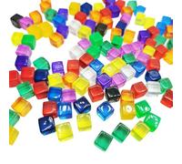 JIHUOO 180 Pcs 8mm Blank Acrylic Dice Cubes Colorful Six Sided Dice Cubes Assorted Color No Hole Beads Vase Fillers Table Scatter Gems Board Game Props