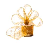 JIHUOO 2.5 Inch x 10 Yards Glitter Snowflake Wired Ribbon Sheer Organza Ribbon for Gift Wrapping Winter Ribbon for Bows Metallic Edge Ribbon for Christmas Decoration Yellow