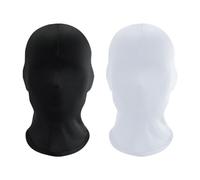JIHUOO 2 Pcs Full Face Mask Cover Faceless Skin Masks Halloween Cosplay Spandex Hood Mask for Unisex Cosplay Black White