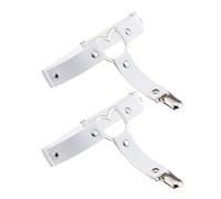 JIHUOO 2 Pcs Gothic Heart Garters Leg Ring Punk Harness Thigh Garter with Metal Clip White