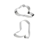 JIHUOO 2 Pcs Stainless Steel Cowboy Cookie Cutters Cowgirl Boot and Hat Cookie Cutters Cookie Cutting Molds Metal Biscuit Shapes Food Sandwich Cutters Dessert Baking Tools for Pastry Dough Fondant