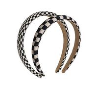 JIHUOO 2 Pieces Checkered Flag Headband Black and White Plaid Hair Band Thick Padded Headband Sponge Puffy Headbands Buffalo Check Headband Christmas Party Hair Accessories