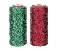 JIHUOO 2 Rolls 1.5mm Thin Metallic Cord Tinsel Cord Rope Christmas Twine Ribbon Ornaments Hanging String Gift Wrapping Twine String Hair Braiding Rope Bracelet Beading Thread Red and Green