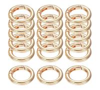 JIHUOO 20 Pcs 1 Inch Key Ring Clips Spring O Rings 25mm Metal Keychain Rings Round Carabiner Clips Key Chain Hooks Replacement Keychains for Lanyard Bags Golden