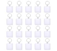 JIHUOO 20 Pcs 4 x 4cm Picture Frame Keyrings Blank Photo Key Rings Photo Insert Keychains Acrylic Clear Keychain Blanks Keychain Picture Holders with Split Ring Craft Supplies