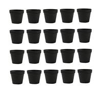 JIHUOO 20 Pcs Mini Plastic Planters - Little Indoor Plant Pots for Seed Starting, Flowers, and Tiny Gardens - Decorative Black Gardening Containers
