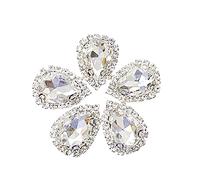 JIHUOO 20 Pcs Sew on Teardrop Rhinestones Buttons Glass Crystal Flatbacks Embellishments for Clothes Crafts