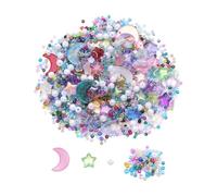JIHUOO 20 Pcs Star Shaped Glass Beads Stars Spacer Charm 10 Pcs Large Crystal Moon Bead Crescent Moon Charm 40 Pcs Loose Round Pearl Bead and 15 g Glass Seed Beads for Bracelets Necklaces Earrings